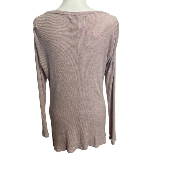 Anthropologie Velvet by Graham Spencer Ribbed Boat Neck Tunic Long Sleeve Pink S - Picture 6 of 7